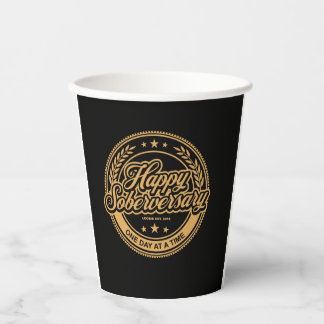 Vasos De Papel Taza de papel del aniversario sobrio negro