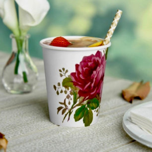 Vasos De Papel Taza de papel elegancia rosa col repollo vintage