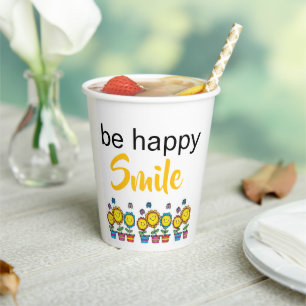 Vasos De Papel Taza de papel Feliz Sonrisa Girasoles Floral