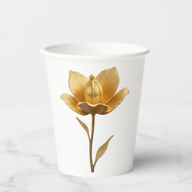 Vasos De Papel Taza de Papel Flor de Oro (Anverso)