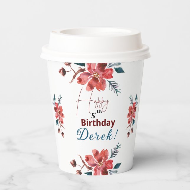 Vasos De Papel taza de papel floral (Reverso )