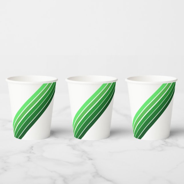 Vasos De Papel Taza de papel - franjas diagonales verdes (Multi)