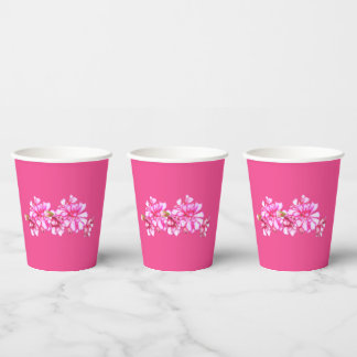 Vasos De Papel Taza de papel - Geranios rosados rayados