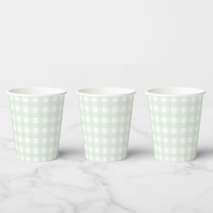 Vasos De Papel taza de papel Mint Green Gingham