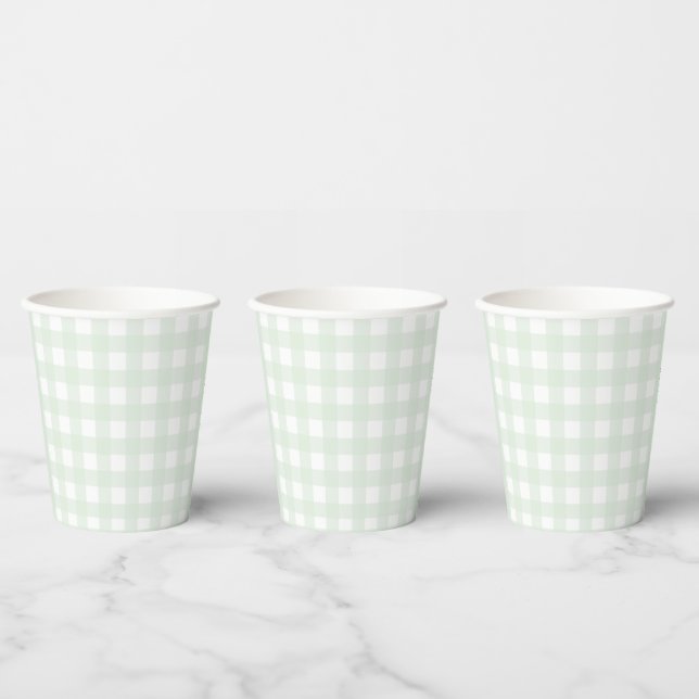 Vasos De Papel taza de papel Mint Green Gingham (Multi)