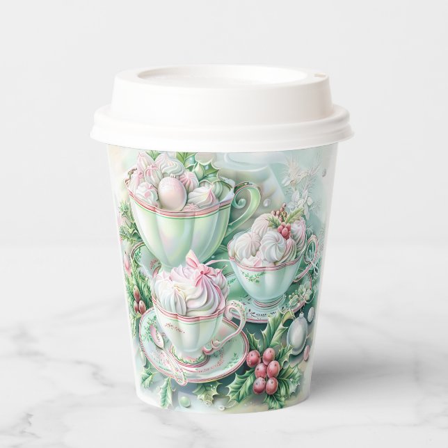 Vasos De Papel Taza de papel - Navidad Victoriana Rosa (Anverso)