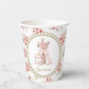 Vasos De Papel Taza de papel para baby shower Boho Fox Tee Pee