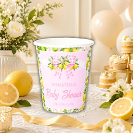 Vasos De Papel Taza de papel para baby shower con lazo de gingham