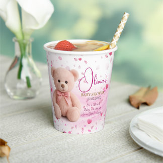 Vasos De Papel Taza de papel para baby shower con osito de peluch
