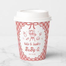 Taza de papel para baby shower Red Gingham Barbecu