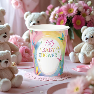 Vasos De Papel Taza de papel para bebé niña mariposa