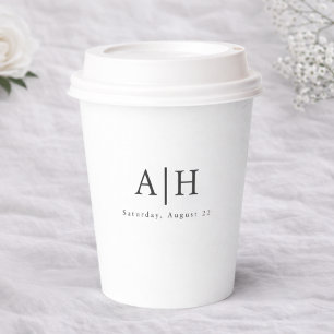 Vasos De Papel Taza de papel para boda con monograma serif modern