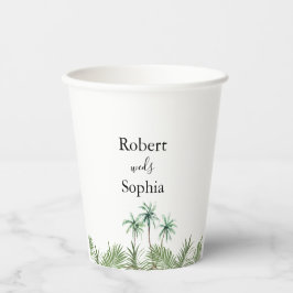 Vasos De Papel Taza de papel para boda con palma de acuarela mode