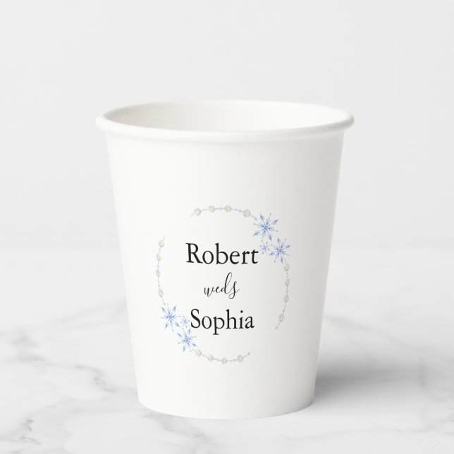 Vasos De Papel Taza de papel para boda de copo de nieve de invier (Anverso)