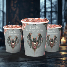 Taza de papel para boda de murciélago gótico