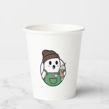 Taza de papel para café de fantasma lindo – desech