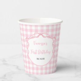 Vasos De Papel Taza de papel para cumpleaños número 1 con lazo ro