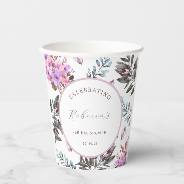 Vasos De Papel Taza de papel para despedida de soltera floral ele (Anverso)