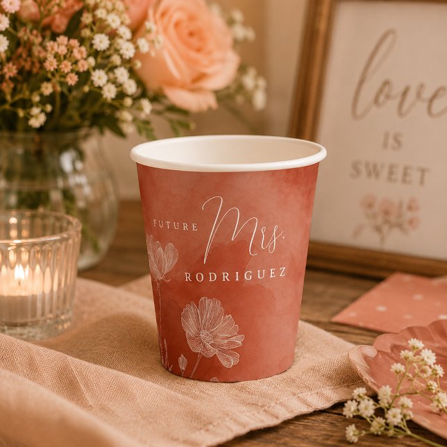 Vasos De Papel Taza de papel para despedida de soltera - Personal (Future Mrs. celebration setting paper cups)
