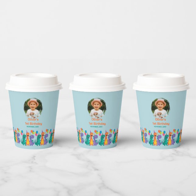 Vasos De Papel Taza de papel para el 1er cumpleaños de Little Din (Multi)