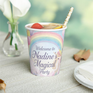 Vasos De Papel Taza de papel para fiesta de fantasía de unicornio