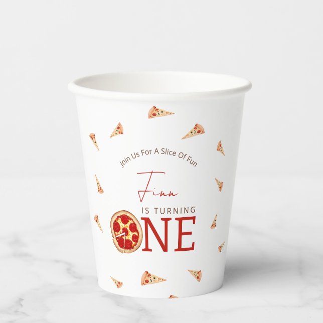 Vasos De Papel Taza de papel para primer cumpleaños Slice of Fun (Anverso)