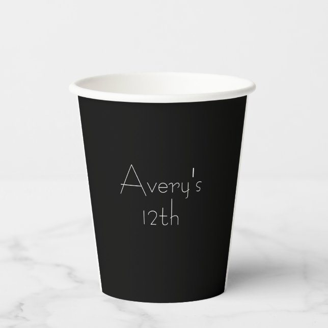 Vasos De Papel Taza de papel personalizable negra (Anverso)