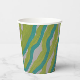 Vasos De Papel Taza de papel rayado verde y turquesa