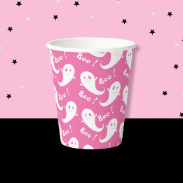 Vasos De Papel Taza de papel rosa de Halloween con patrón de fant