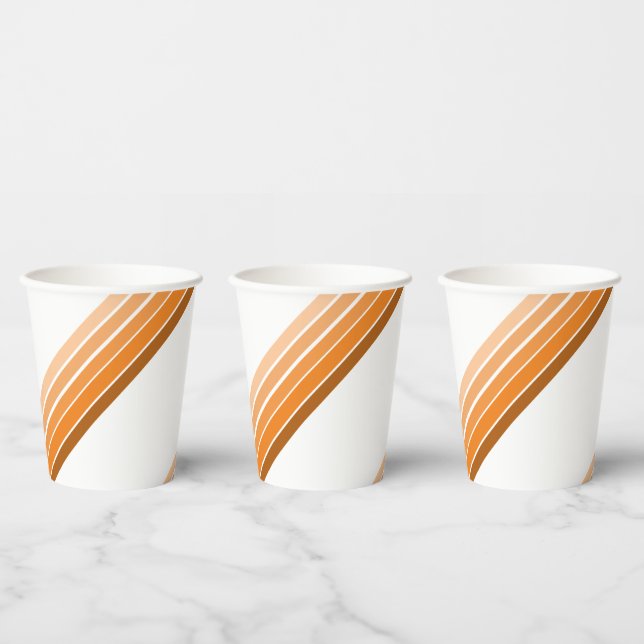 Vasos De Papel Taza de papel - Tonos de franjas diagonales Naranj (Multi)