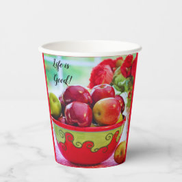 Vasos De Papel Taza de papel Vida es Buena Manzanas Rojas y Rosas