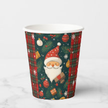Taza de papel vintage de Navidad de Papá Noel