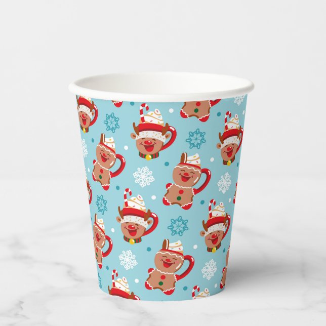 Vasos De Papel Taza festiva de Navidad con cacao (Anverso)