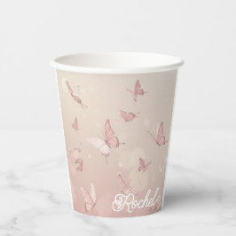 Vasos De Papel taza fiesta de mariposa rosa bonito