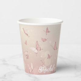 Vasos De Papel taza fiesta de mariposa rosa bonito