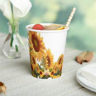 Vasos De Papel Taza Girasoles Amarillos Reales