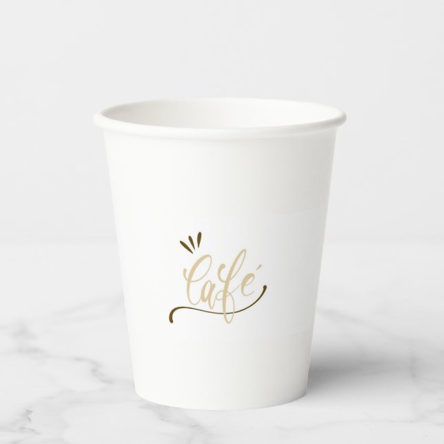 Vasos De Papel Taza negra Cafe Gold Script  (Anverso)