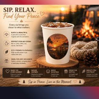 Vasos De Papel Taza para campamento de puesta de sol rústica 'Enc