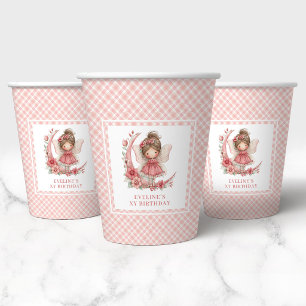 Vasos De Papel Taza para fiesta de cumpleaños número uno de hada