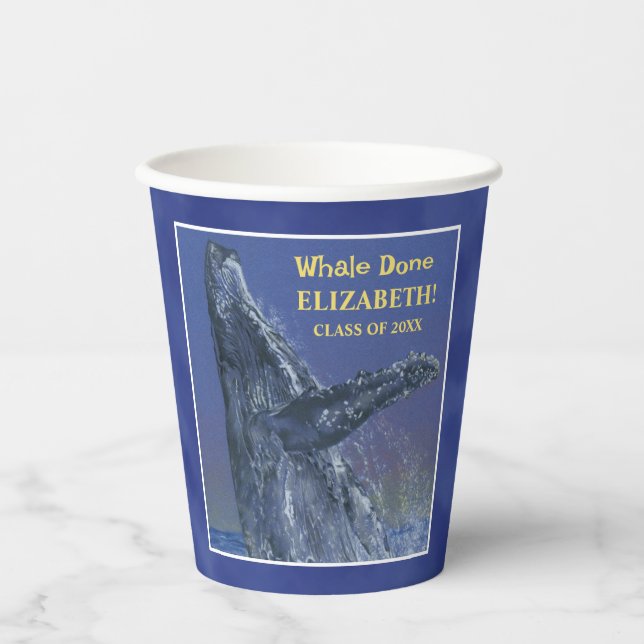 Vasos De Papel Taza para Fiesta de Graduación de Ballena Divertid (Anverso)