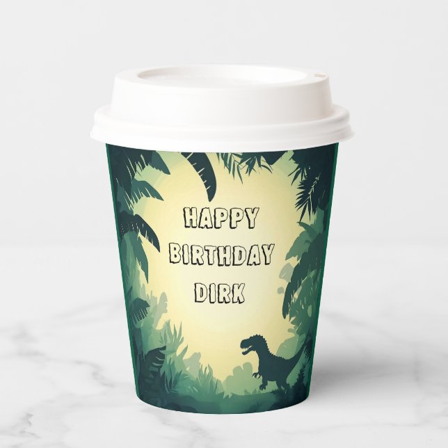 Vasos De Papel taza personalizada de papel de aluminio de dinosau (Anverso)