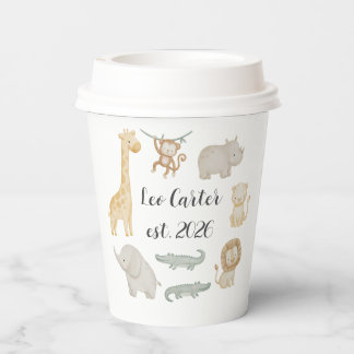 Vasos De Papel Taza personalizada Safari Kids | Nombre personaliz