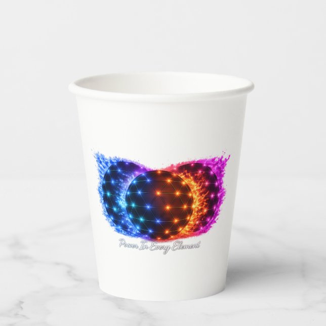 Vasos De Papel Taza Poder en Cada Elemento - Geo Energía Agua Fue (Anverso)