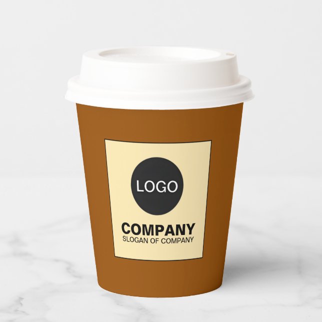Vasos De Papel Tazas con Logo Personalizado | Tazas de Café con T (Anverso)
