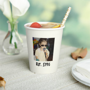 Vasos De Papel Tazas de cumpleaños personalizadas con foto vintag