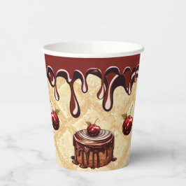 Vasos De Papel tazas de fiesta de amante del chocolate, cereza de
