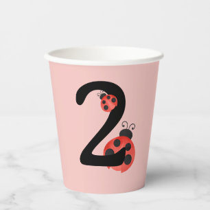 Vasos De Papel Tazas de fiesta de cumpleaños segunda mariquita ac