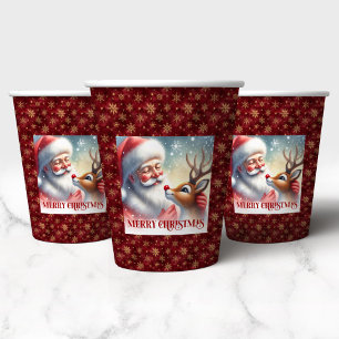 Vasos De Papel Tazas de fiesta de dibujos animados de Santa Claus