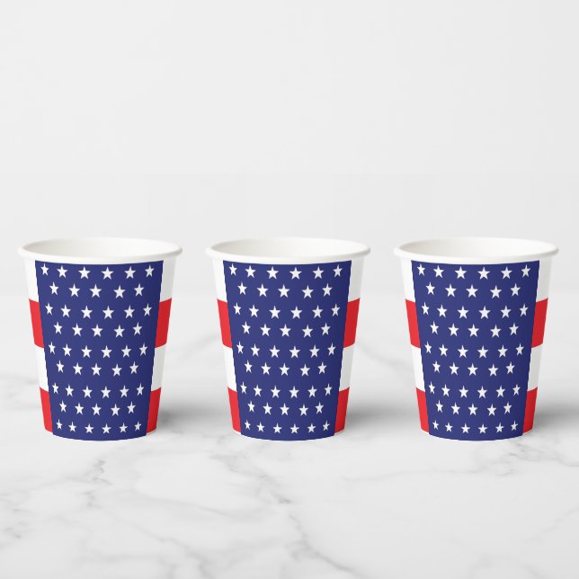 Vasos De Papel Tazas de Fiesta rojo blanco y azul con estrellas y (Multi)