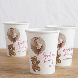 Vasos De Papel Tazas de Fotos Personalizadas para Primer Cumpleañ